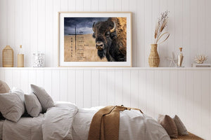 Buffalo Bison wall art canvas – rustic prairie photography print by Debra Gail Fine Art