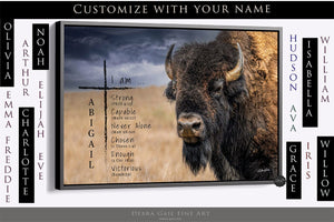 Buffalo Bison wall art canvas – rustic prairie photography print by Debra Gail Fine Art