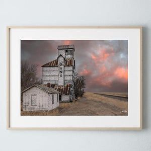Old grain elevator farmhouse wall art – rustic Kansas rural photography by Debra Gail Fine Art