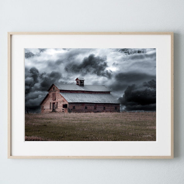 Debra Gail Fine Art Natural Wood Framed Print / 10x8 APPROACHING STORMS - RUSTIC BARN DECOR