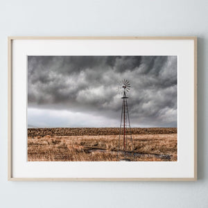Windmill wall art – Great Plains landscape photography print by Debra Gail Fine Art