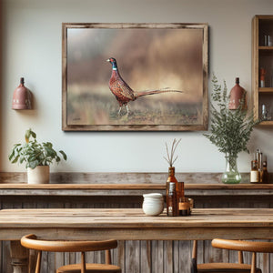 Pheasant wall art – canvas framed print Kansas prairie fine art photography by Debra Gail Fine Art