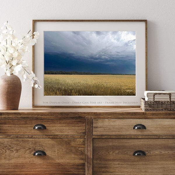 Debra Gail Fine Art Photo Print / 10x8 GOLDEN WHEAT FIELD IN STORMY SKIES - FARMHOUSE DECOR