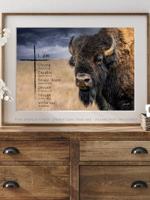 Buffalo Bison wall art canvas – rustic prairie photography print by Debra Gail Fine Art