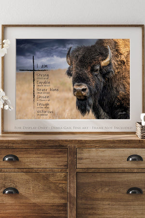 Buffalo Bison wall art canvas – rustic prairie photography print by Debra Gail Fine Art