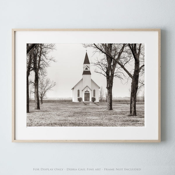 Debra Gail Fine Art Photo Print / 10x8 SEPIA TONED KANSAS CHURCH - VINTAGE WALL ART PRINT