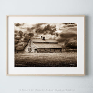 Debra Gail Fine Art Photo Print / 10x8 STORMS APPROACHING OLD BARN - RUSTIC PRINT