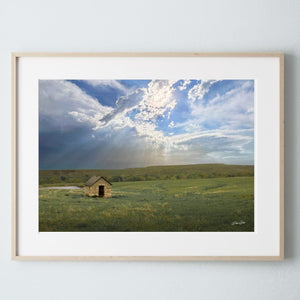 Debra Gail Fine Art Photo Print / 10x8 SUNBEAMS OVER THE PRAIRIE - KANSAS LANDSCAPE PRINT