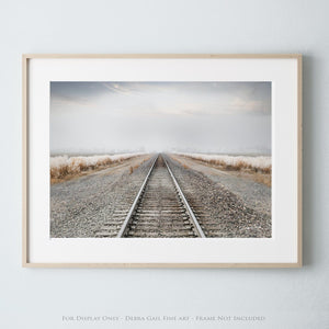 Railroad wall art – train track landscape photography by Debra Gail Fine Art