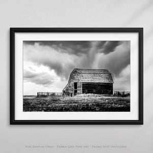 Old barn wall art canvas print – rustic Kansas prairie farmhouse photography print