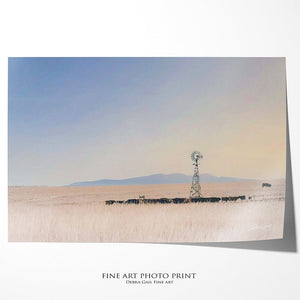 Windmill wall art – Great Plains landscape photography print by Debra Gail Fine Art