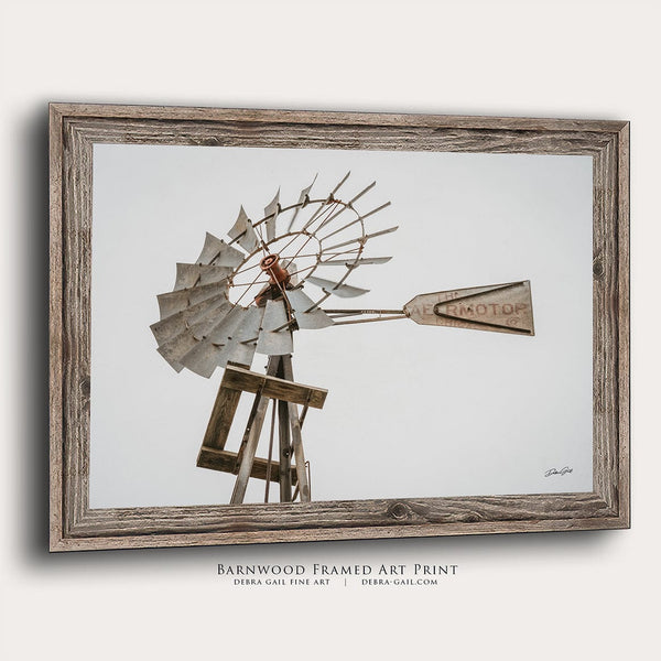 Debra Gail Fine Art Reclaimed Barnwood Framed Print / 10x8 Aermotor Windmill Art Print - Farmhouse Decor