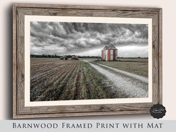 Debra Gail Fine Art Reclaimed Barnwood Framed Print / 10x8 AUTUMN BARN LANDSCAPE WITH SILO ART PRINT - WESTERN FARMHOUSE DECOR