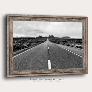 Debra Gail Fine Art Reclaimed Barnwood Framed Print / 10x8 Black and White Monument Valley Highway Art Print or Canvas