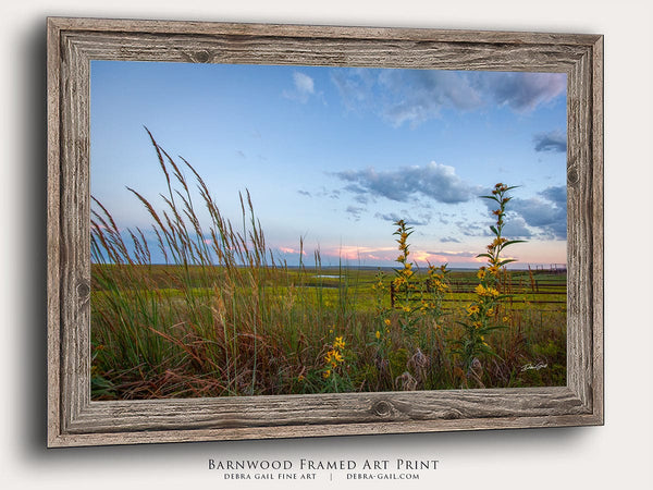 Debra Gail Fine Art Reclaimed Barnwood Framed Print / 10x8 Kansas Flint Hills Wildflowers Fine Art Print - Farmhouse Decor