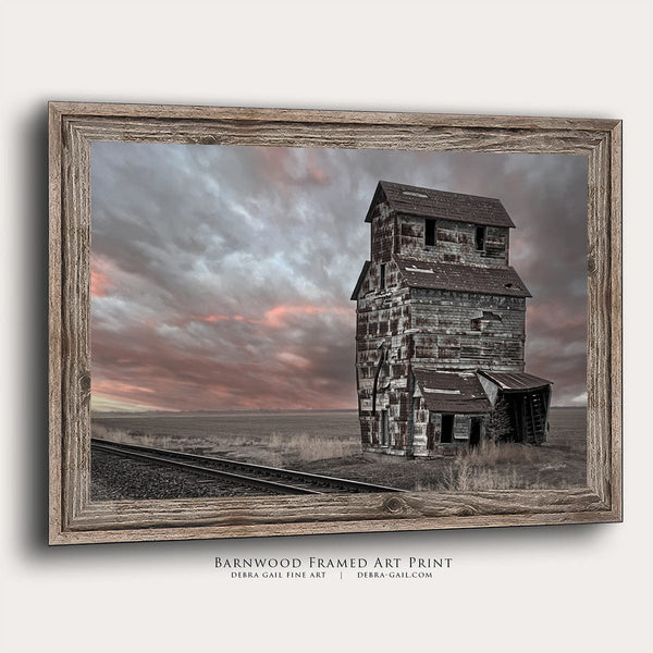 Debra Gail Fine Art Reclaimed Barnwood Framed Print / 10x8 RUSTIC GRAIN ELEVATOR AT SUNSET - FINE ART PHOTOGRAPHY