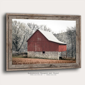 Rustic red barn wall art – Kansas prairie fine art photography by Debra Gail Fine Art