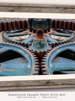Vintage gears wall art – rustic industrial fine art photography by Debra Gail Fine Art