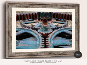 Vintage gears wall art – rustic industrial fine art photography by Debra Gail Fine Art