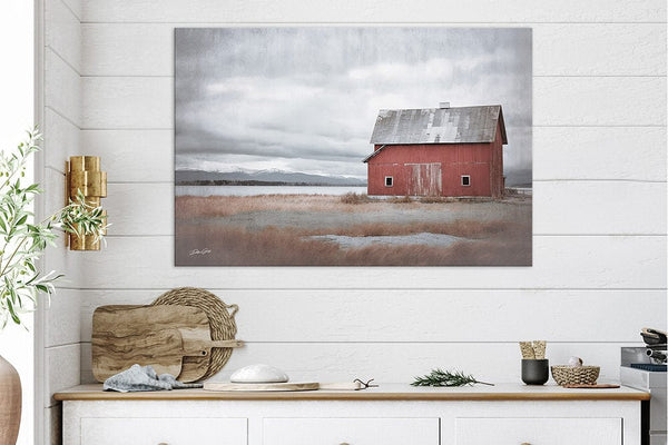 Debra Gail Fine Art Red Barn Winter Landscape Print | Snow Landscape