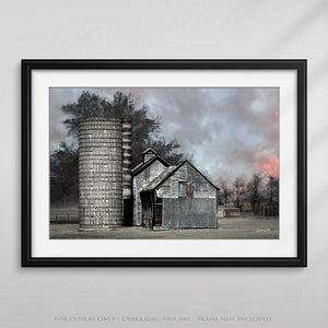 Debra Gail Fine Art RUSTIC BARN AND SILO AT SUNSET - FINE ART PHOTOGRAPHY