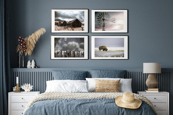 Debra Gail Fine Art RUSTIC BARN WINDMILL BLUEBIRD BISON PRINT SET