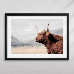 Highland cow wall art – rustic farmhouse fine art print by Debra Gail Fine Art