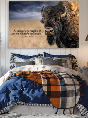 Buffalo Bison personalized wall art canvas – rustic prairie photography print