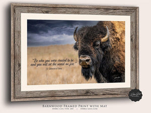 Buffalo Bison personalized wall art canvas – rustic prairie photography print