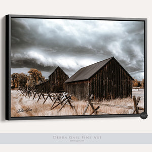 Old barn wall art canvas print – rustic Kansas prairie farmhouse photography print