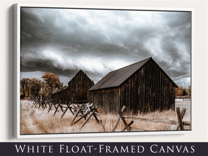 Old barn wall art canvas print – rustic Kansas prairie farmhouse photography print