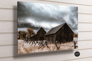 Old barn wall art canvas print – rustic Kansas prairie farmhouse photography print