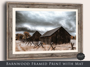Old barn wall art canvas print – rustic Kansas prairie farmhouse photography print