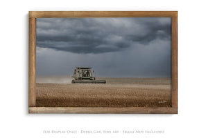 Combine harvest wall art – wheat field farmhouse fine art print by Debra Gail Fine Art