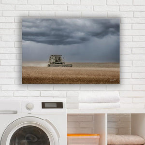 Combine harvest wall art – wheat field farmhouse fine art print by Debra Gail Fine Art