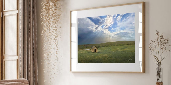 Debra Gail Fine Art SUNBEAMS OVER THE PRAIRIE - KANSAS LANDSCAPE PRINT