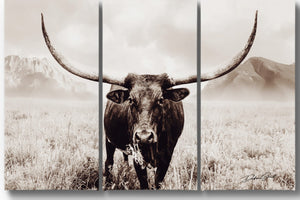 buffalo split panel triptych wall art – rustic Western canvas prints