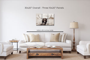 buffalo split panel triptych wall art – rustic Western canvas prints