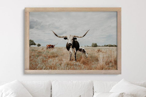 Debra Gail Fine Art Texas Longhorn Cow with Her Calf - Farmhouse Art