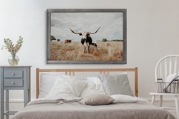 Debra Gail Fine Art Texas Longhorn Cow with Her Calf - Farmhouse Art