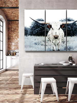 Cow triptych wall art – rustic Western split canvas photography by Debra Gail Fine Art