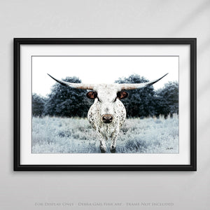 Longhorn wall canvas barnwood framed Western fine art print by Debra Gail Fine Art