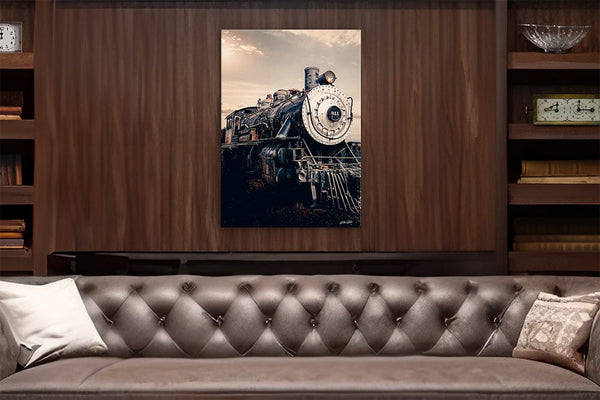 Debra Gail Fine Art Vintage AT&SF Steam Locomotive #811 | Rustic Industrial Art