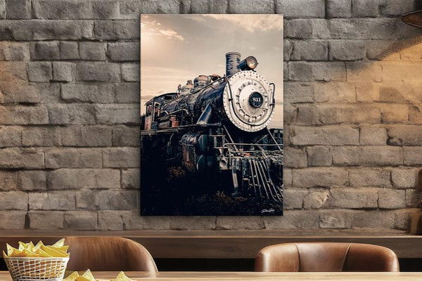 Debra Gail Fine Art Vintage AT&SF Steam Locomotive #811 | Rustic Industrial Art