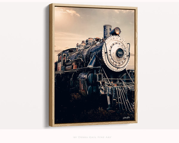 Debra Gail Fine Art Vintage AT&SF Steam Locomotive #811 | Rustic Industrial Art