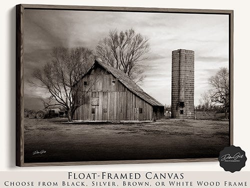 Debra Gail Fine Art Walnut Framed Canvas / 10x8 FARMHOUSE BARN WITH SILO LANDSCAPE PHOTO PRINT