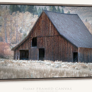 Debra Gail Fine Art Walnut Framed Canvas / 10x8 FARMHOUSE LANDSCAPE - RUSTIC BARN IN FIELD