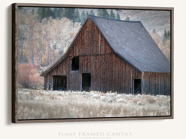 Debra Gail Fine Art Walnut Framed Canvas / 10x8 FARMHOUSE LANDSCAPE - RUSTIC BARN IN FIELD