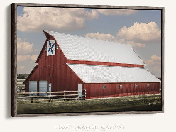 Debra Gail Fine Art Walnut Framed Canvas / 10x8 FARMHOUSE WALL ART - RUSTIC RED BARN LANDSCAPE PRINT