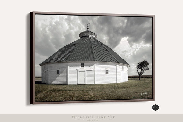 Debra Gail Fine Art Walnut Framed Canvas / 10x8 FROMME-BIRNEY ROUND BARN - FARMHOUSE DECOR